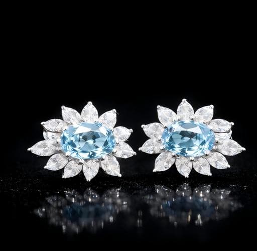 Azure Blossom Diamond Earrings